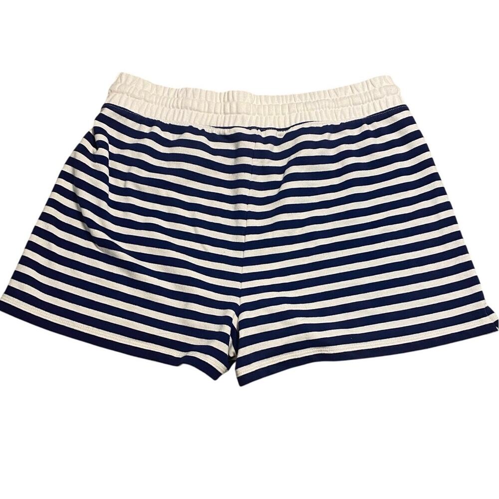 J.Crew Women’s Striped Lounge Shorts Size M Navy White Drawstring Cotton - Picture 2 of 4